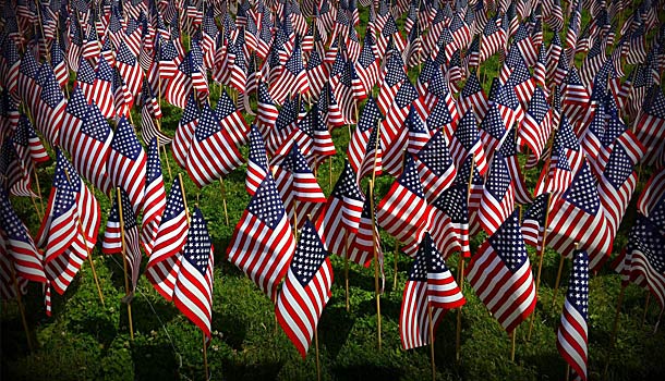 american flags on memorial day